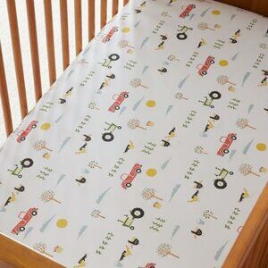 West Elm Kids Old Truck Farm Crib Fitted Sheet NWT Organic Cotton Baby Sheet